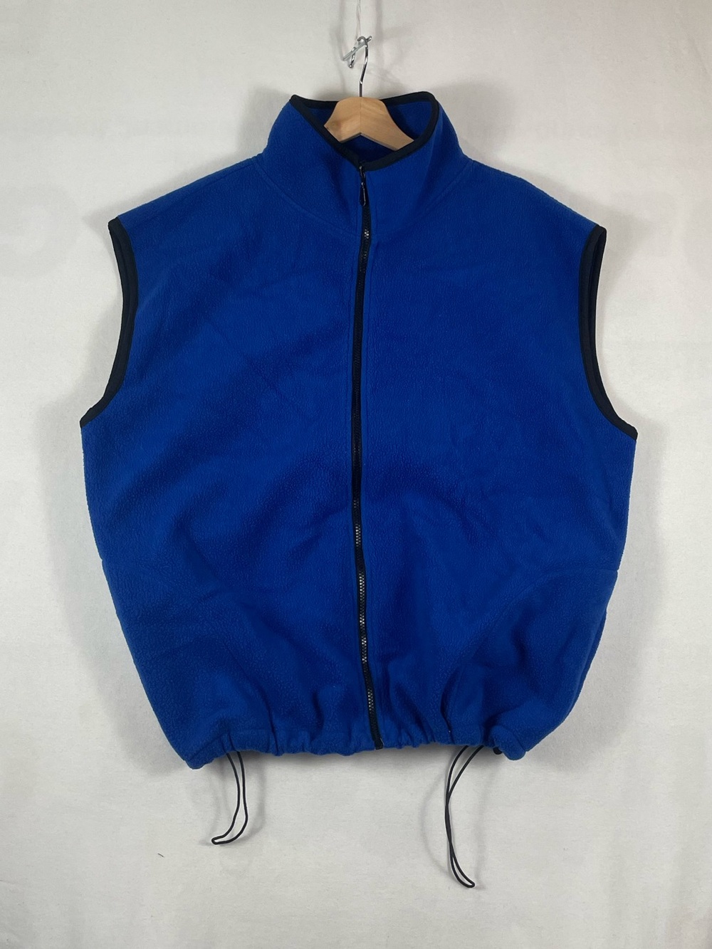 Vtg Black Mountain Outdoor Gear USA Made Blank Blue Fleece Vest Full Zip Sz XL